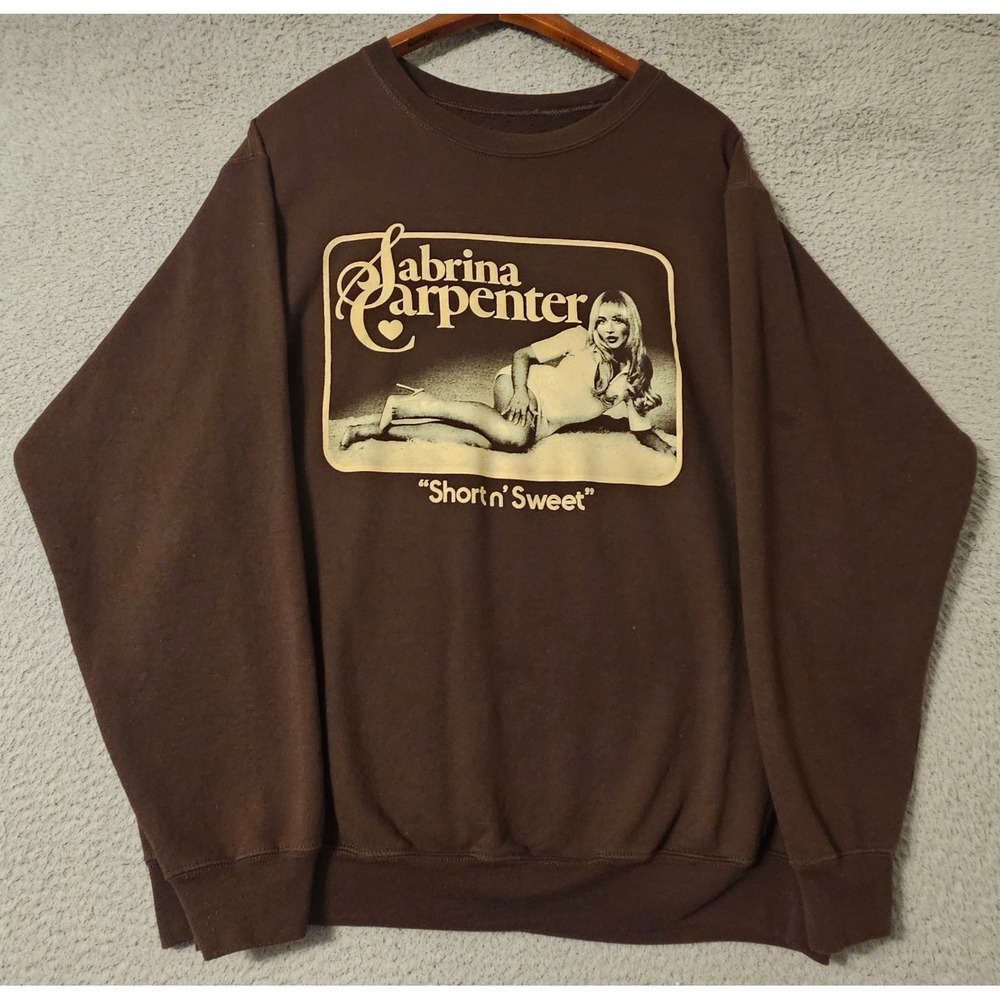 Sabrina Carpenter Short n Sweet Brown Graphic Sweatshirt Pullover Official Merch
